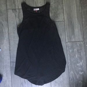 Dark Black Lace Trim Flowing Summer Tank Top